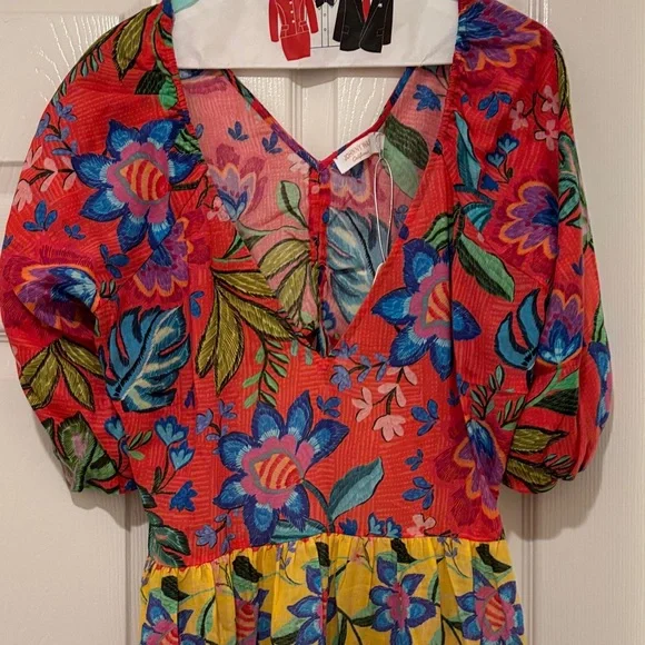 Johnny Was Red and Blue Floral Maxi Dress Brand New - Picture 2 of 8